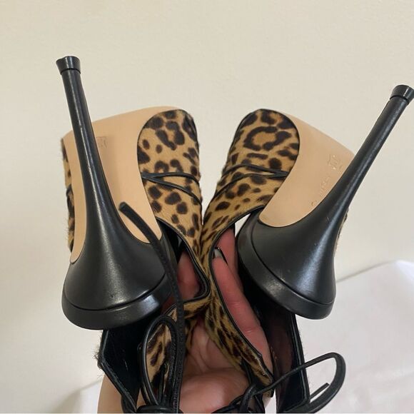 GIANVITO ROSSI Leopard Print Calf Hair Open toe Booties - Picture 8 of 10